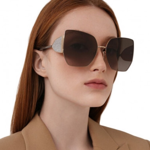 NEW JIMMY CHOO GOLD BROWN WOMEN RIVER/S O763 SUNGLASSES JIMMY CHOO - Picture 6 of 7